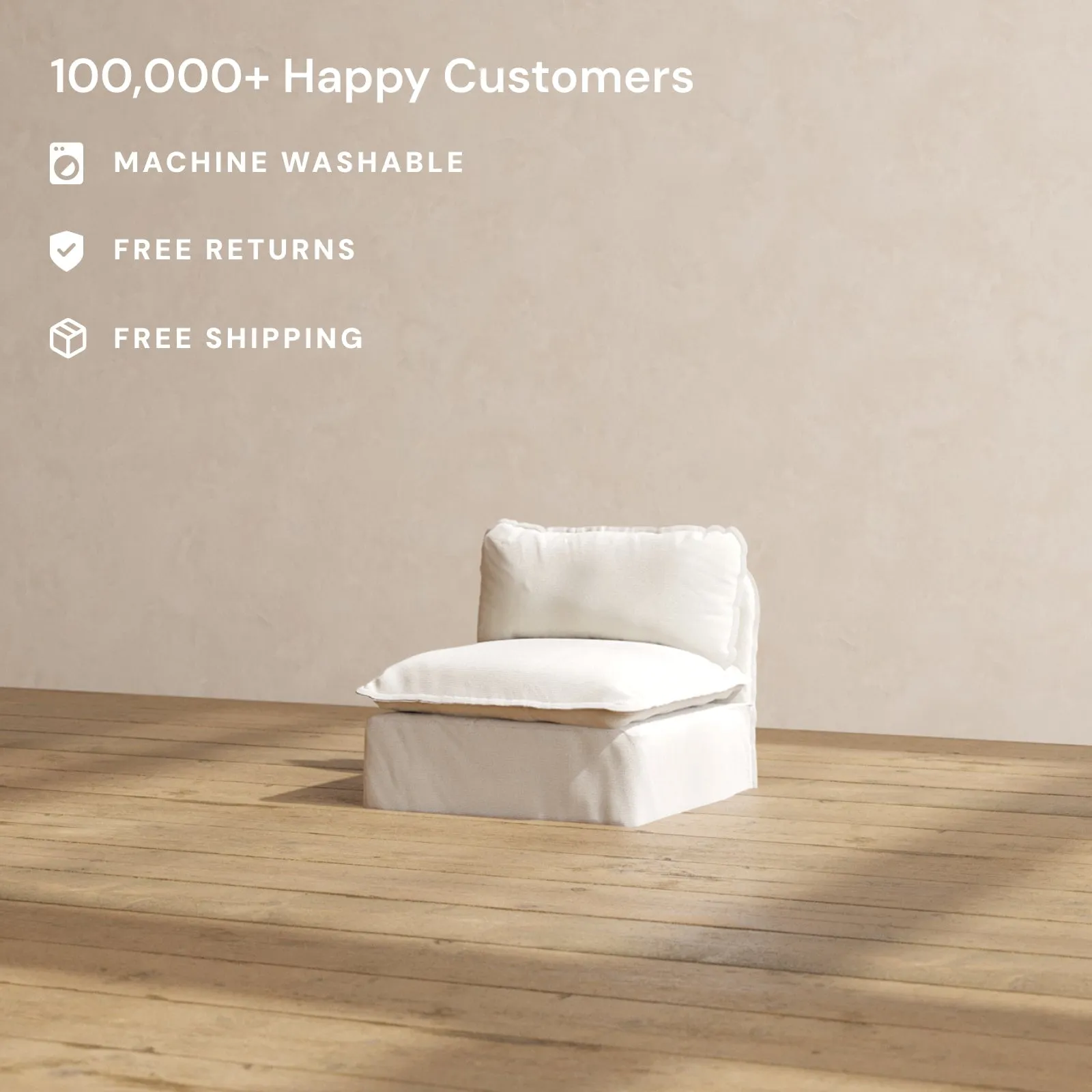 Slipcover Only - Modular Performance Armless Chair | Blended Weave in Flour