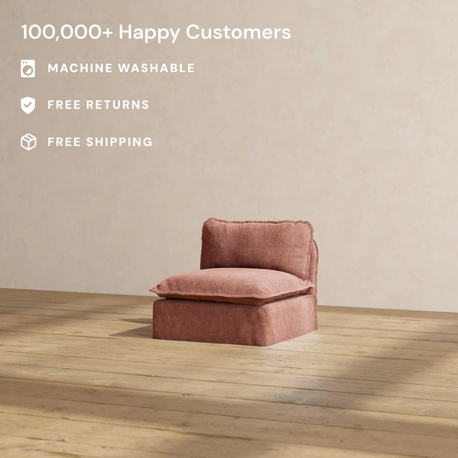 Slipcover Only - Modular Performance Armless Chair | Heirloom Velvet in Chestnut