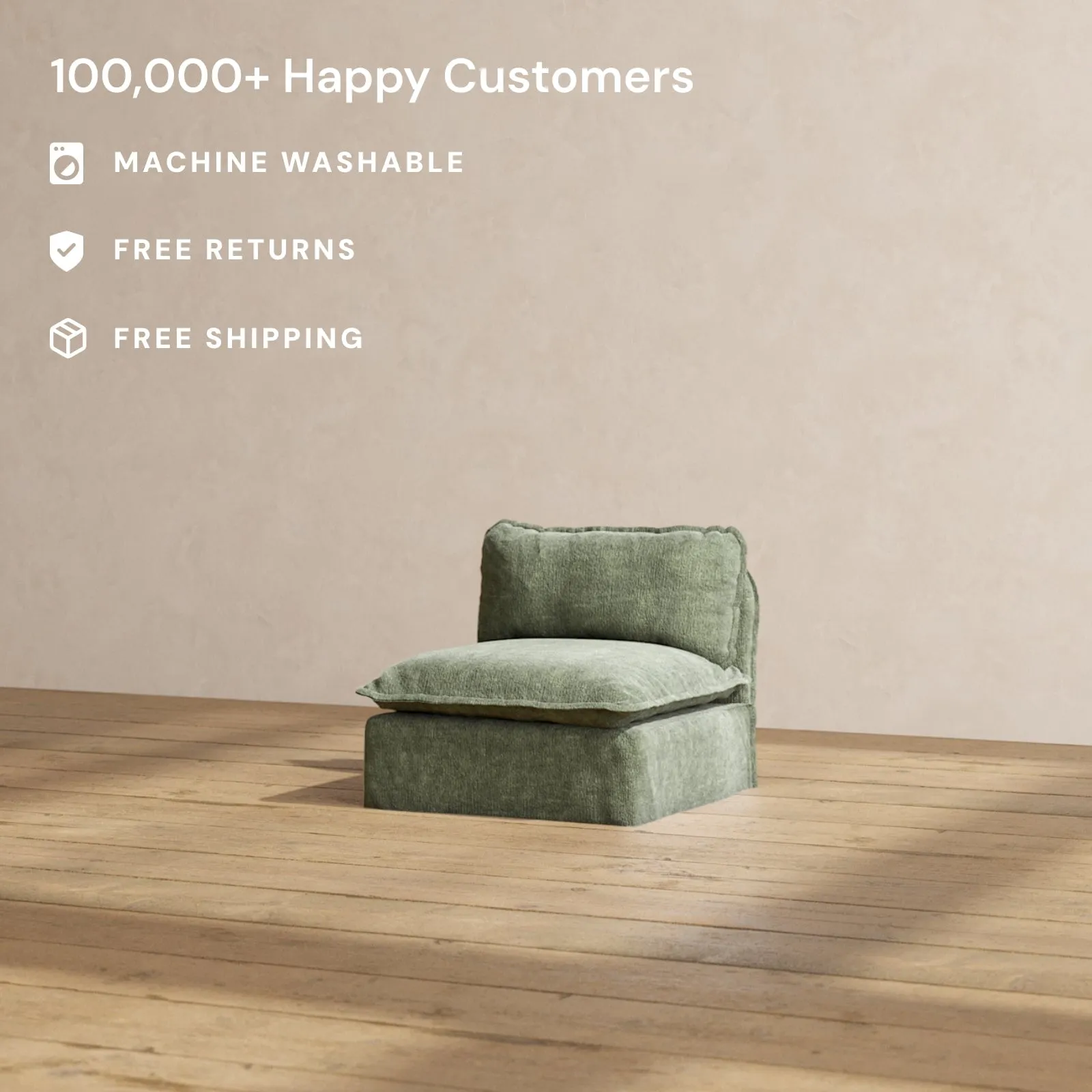 Slipcover Only - Modular Performance Armless Chair | Heirloom Velvet in Willow