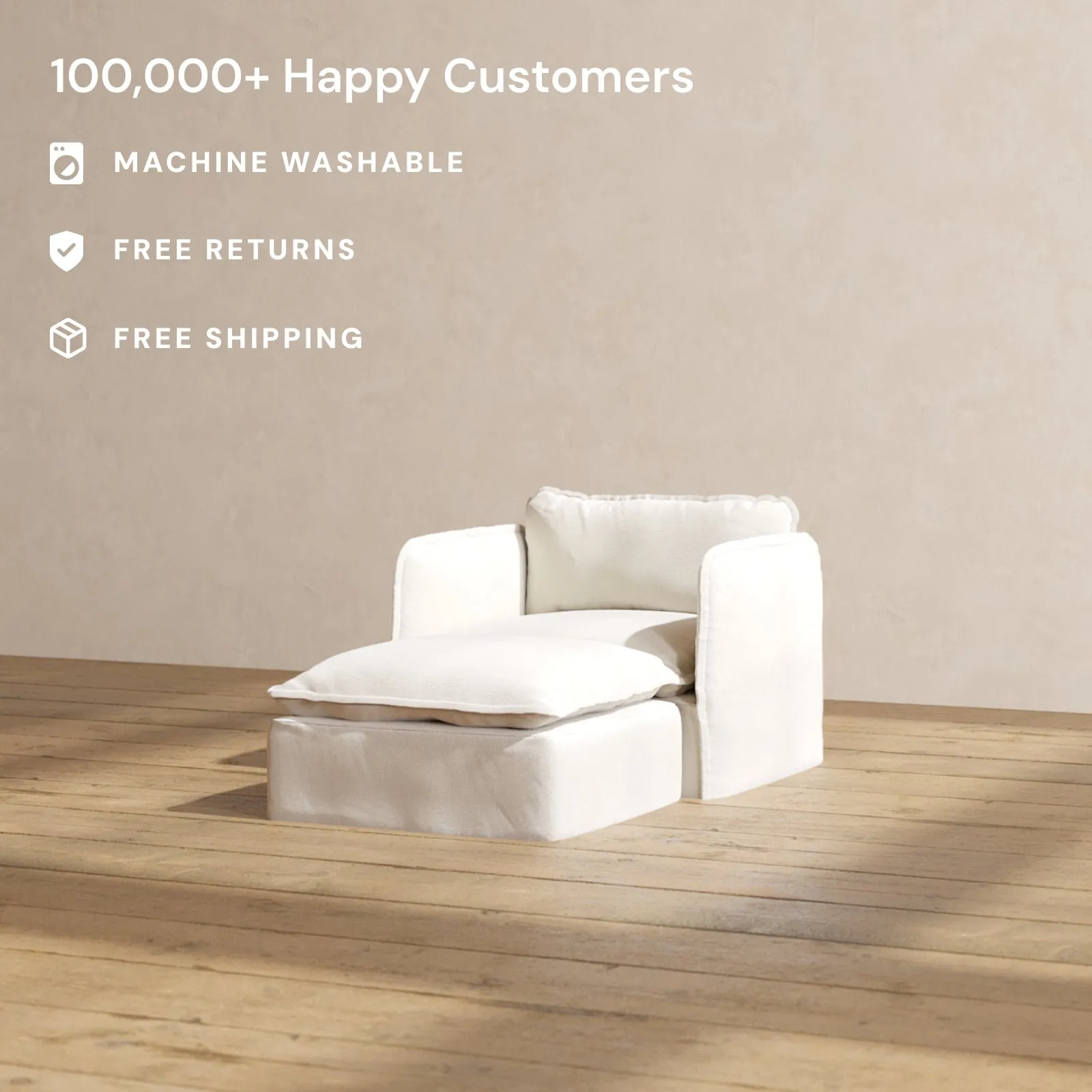 Slipcover Only - Modular Performance Chaise Armchair | Blended Weave in Flour