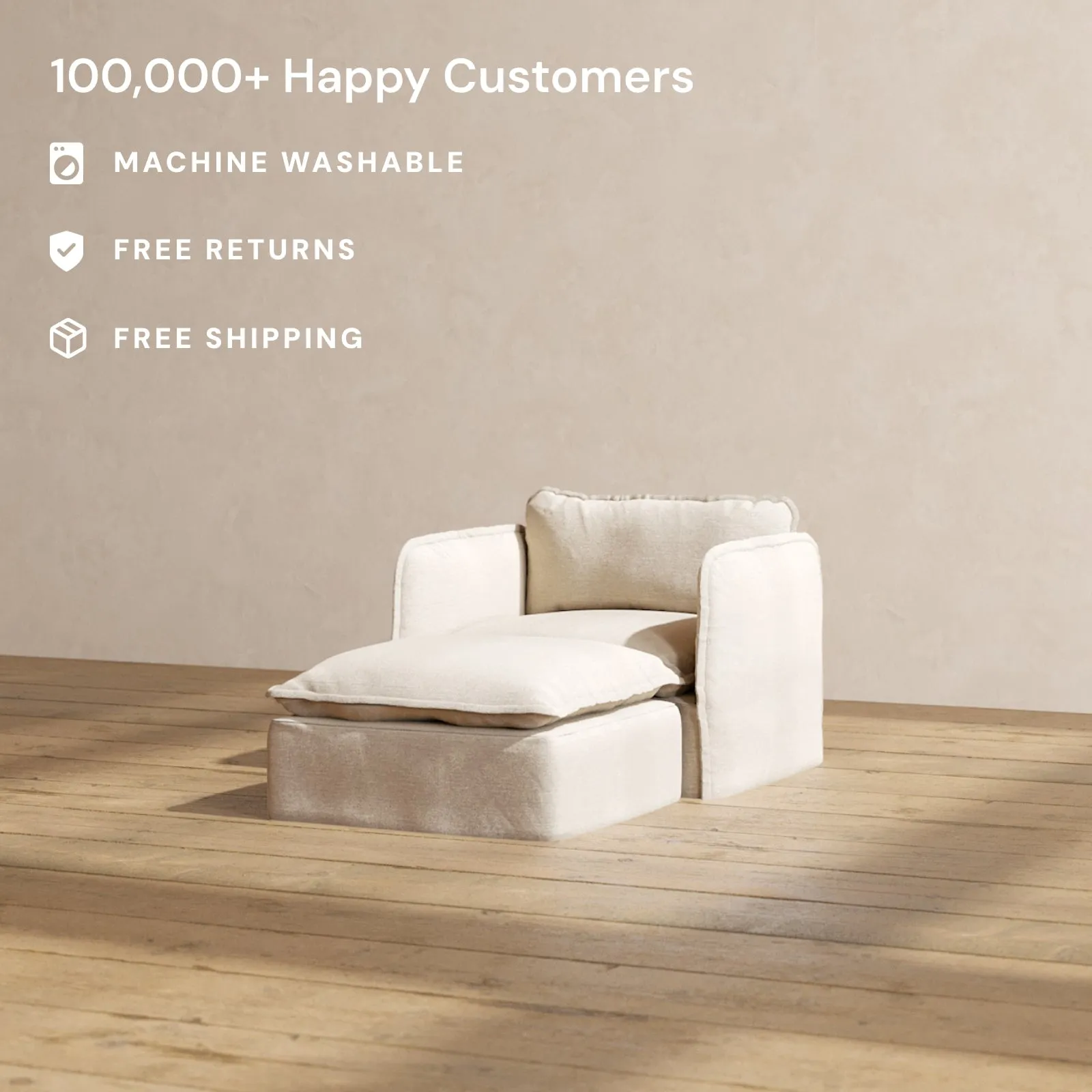 Slipcover Only - Modular Performance Chaise Armchair | Blended Weave in Oat
