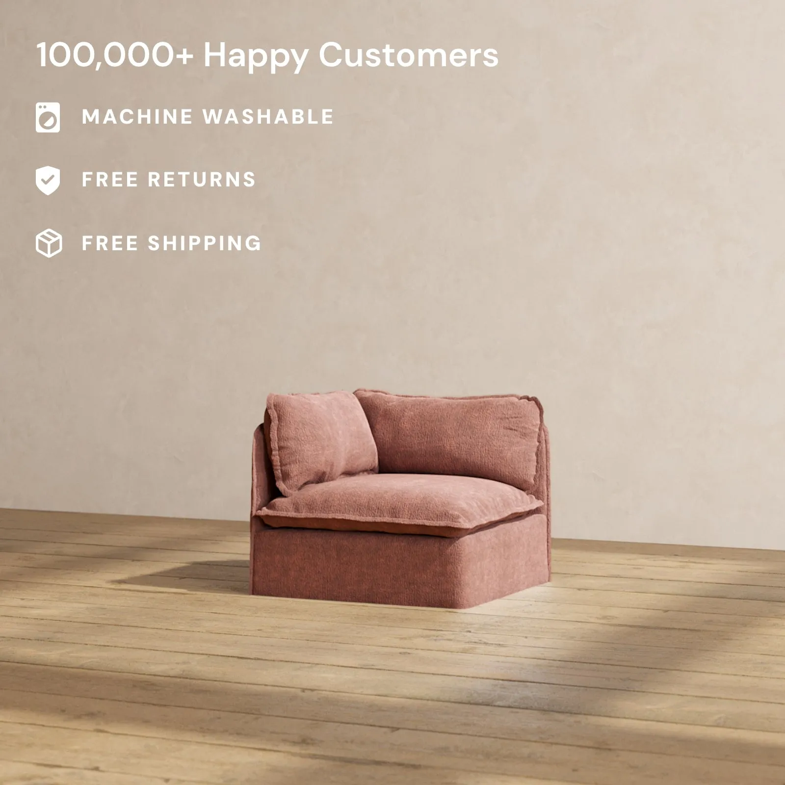 Slipcover Only - Modular Performance Corner Chair | Heirloom Velvet in Chestnut