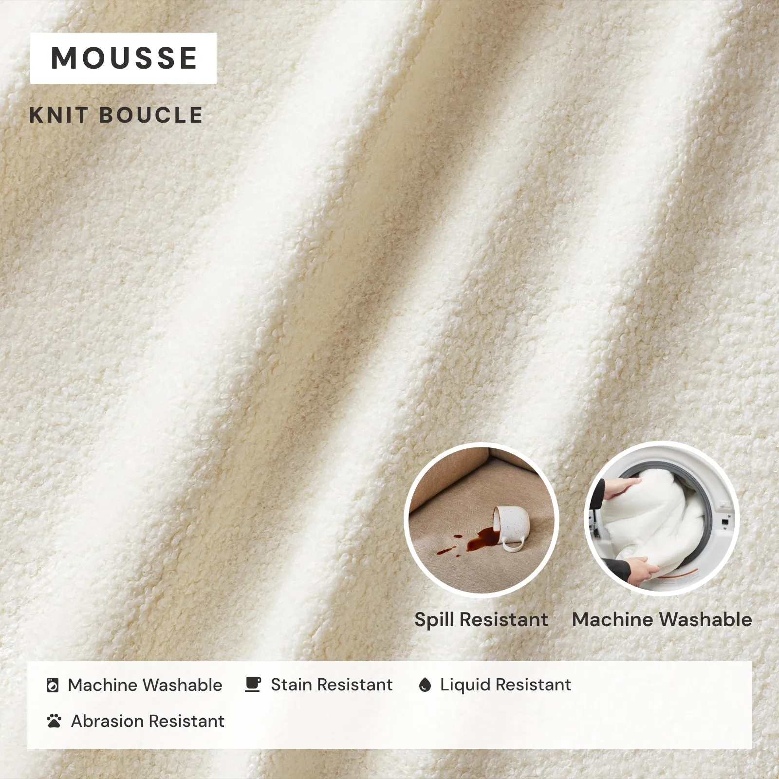 Slipcover Only - Modular Performance End Chair | Knit Boucle in Mousse