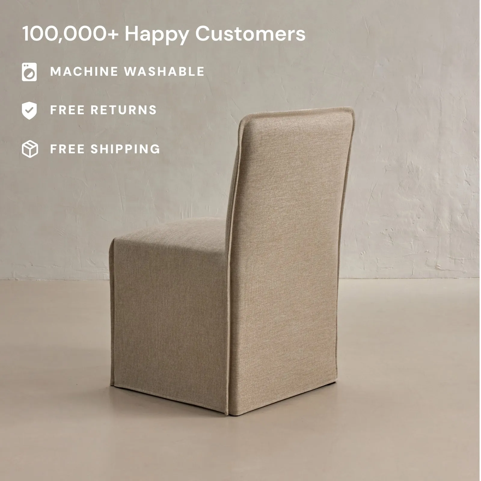 Slipcover Only - Washable Upholstered Dining Chair | 15” Back Height in Oat
