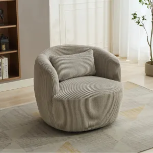 Streamdale 34" Wide Corduroy Swivel Barrel Chair with Pillow - Light Gray