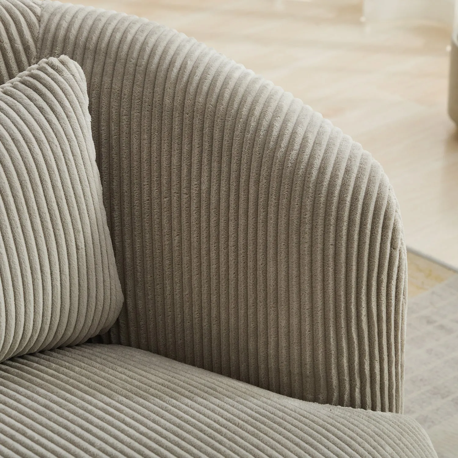 Streamdale 34" Wide Corduroy Swivel Barrel Chair with Pillow - Light Gray