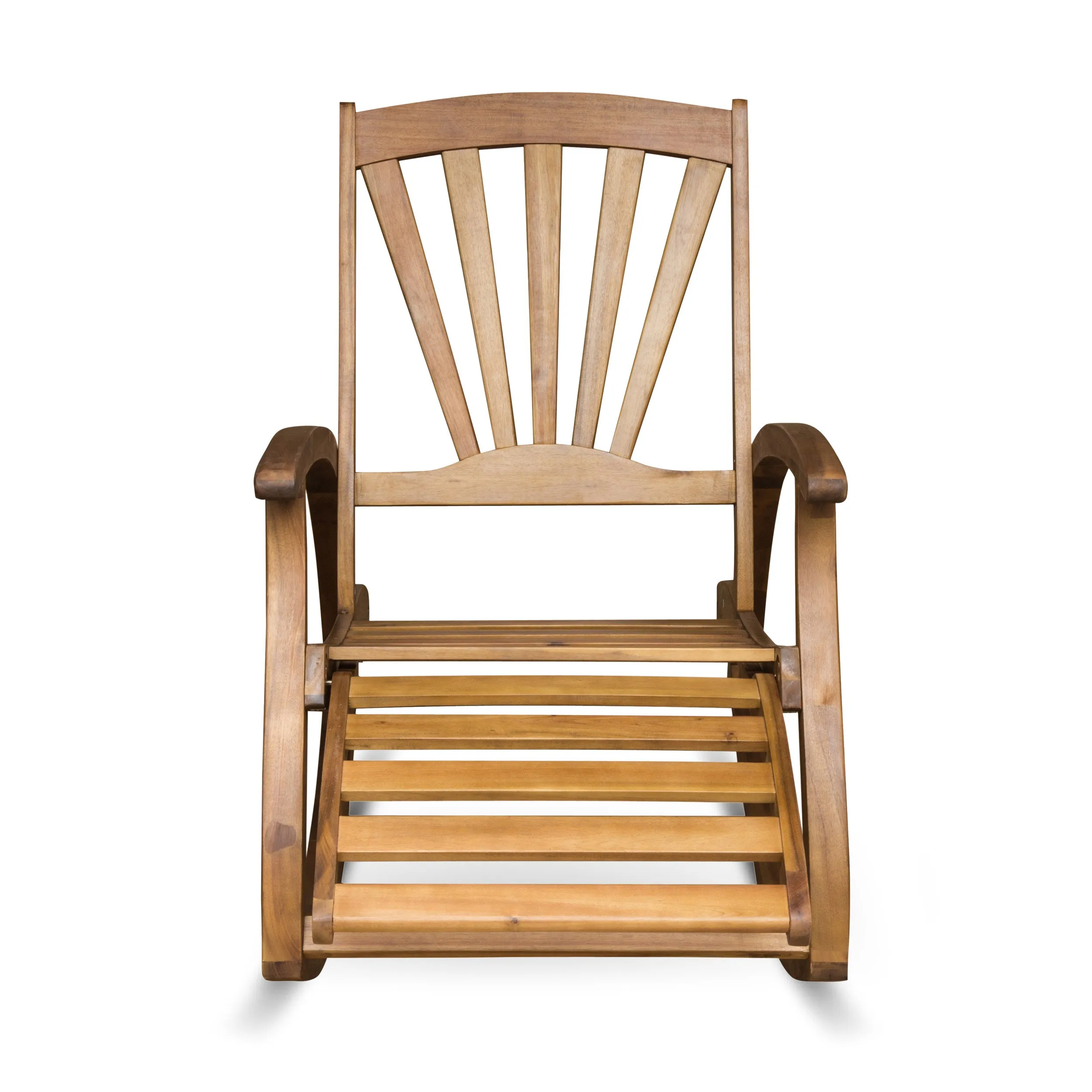 Streamdale All-Weather Acacia Wood Rocking Chair with Retractable Footrest