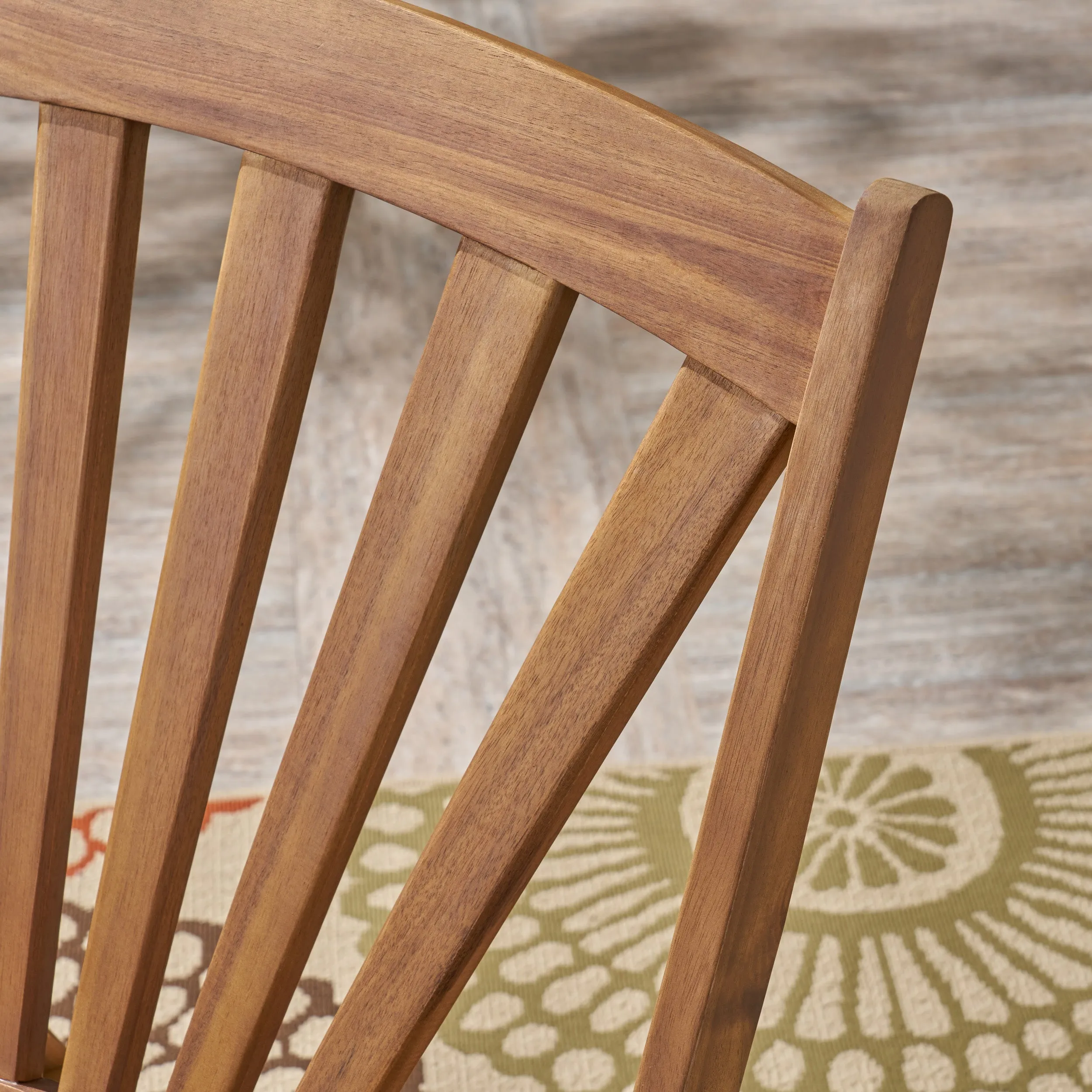 Streamdale All-Weather Acacia Wood Rocking Chair with Retractable Footrest