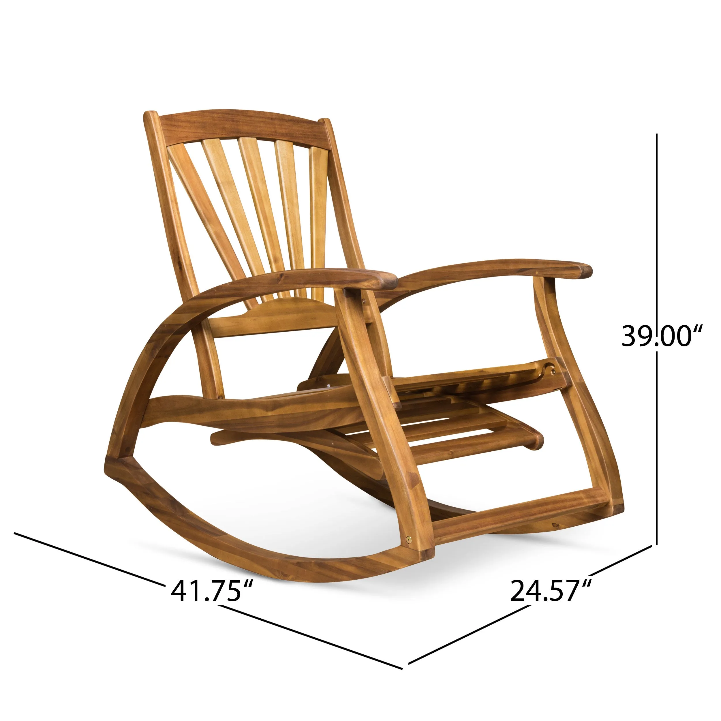 Streamdale All-Weather Acacia Wood Rocking Chair with Retractable Footrest