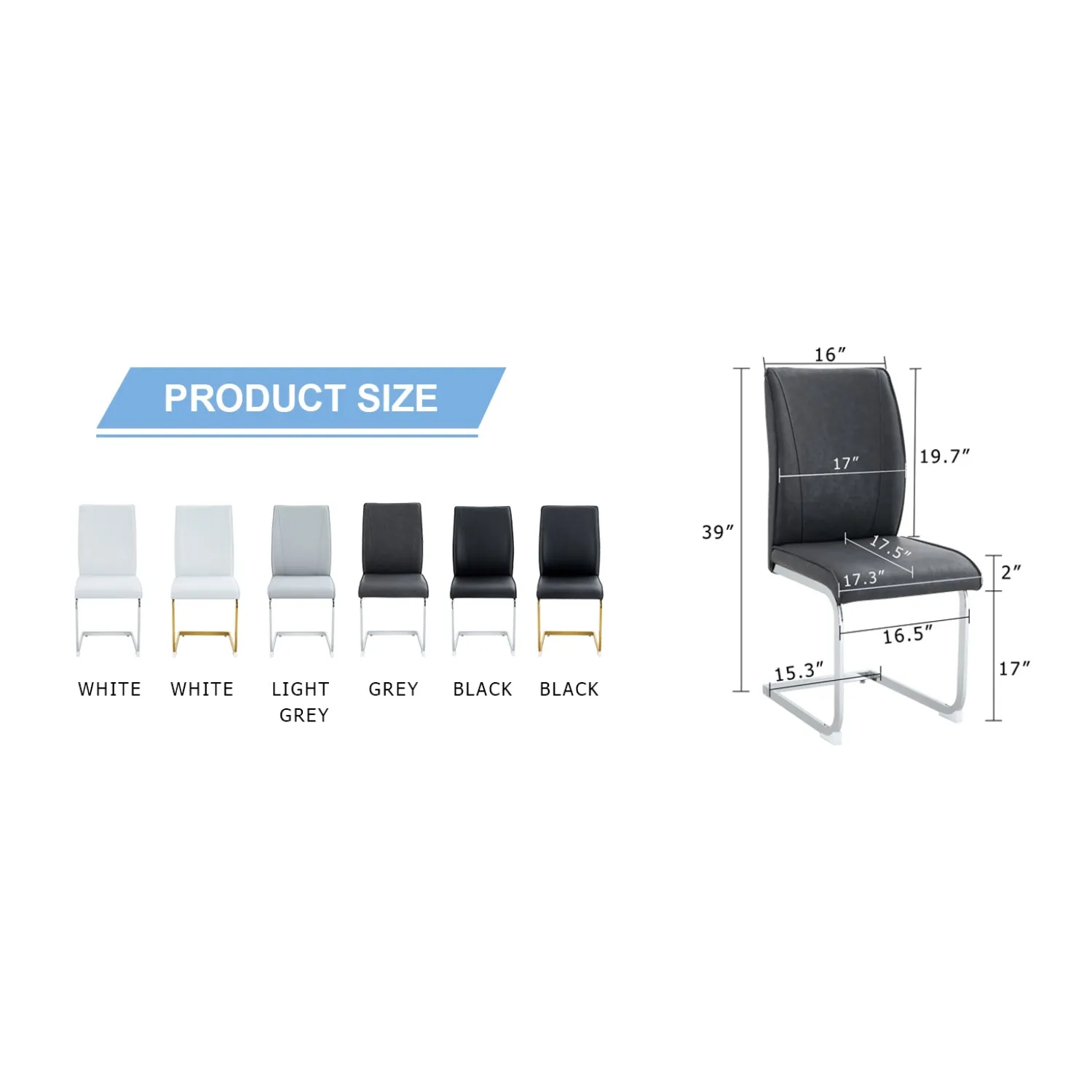 Streamdale Arch Back Gray PU Dining Chairs - Set of 8, Silver Legs
