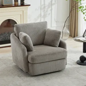 Streamdale Corduroy Swivel Accent Chair with Pillows