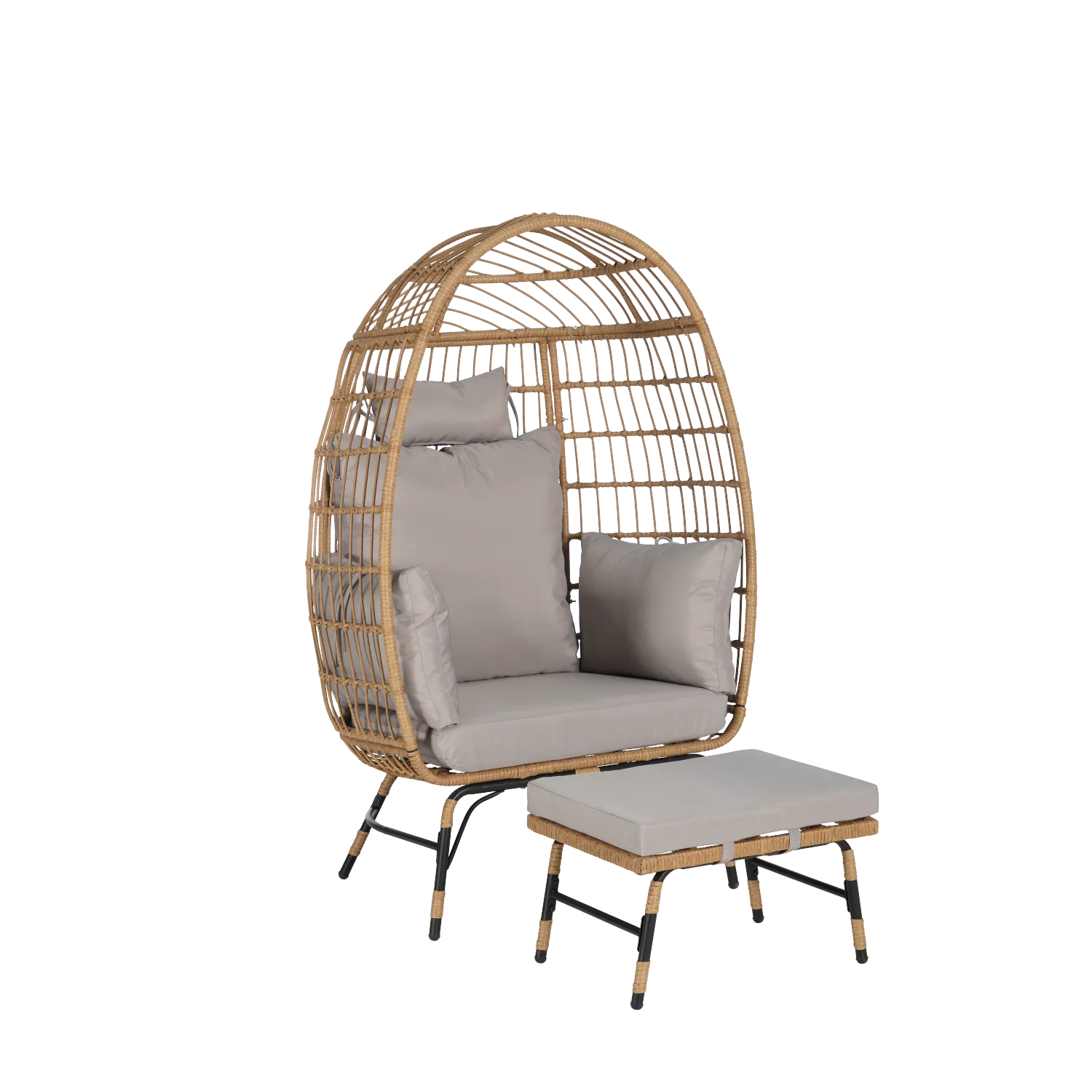 Streamdale Oversized Wicker Egg Chair with Ottoman