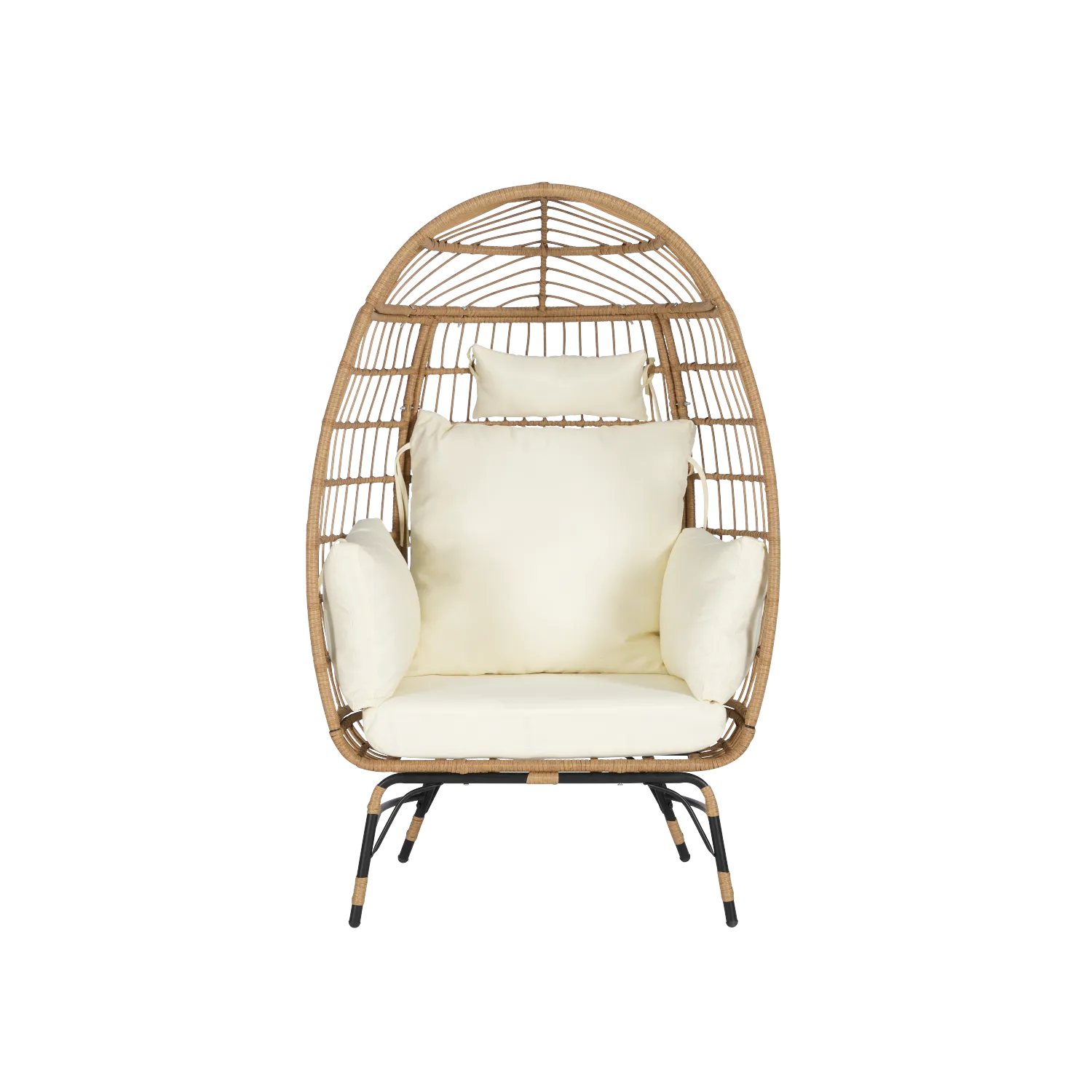Streamdale Oversized Wicker Egg Chair with Ottoman