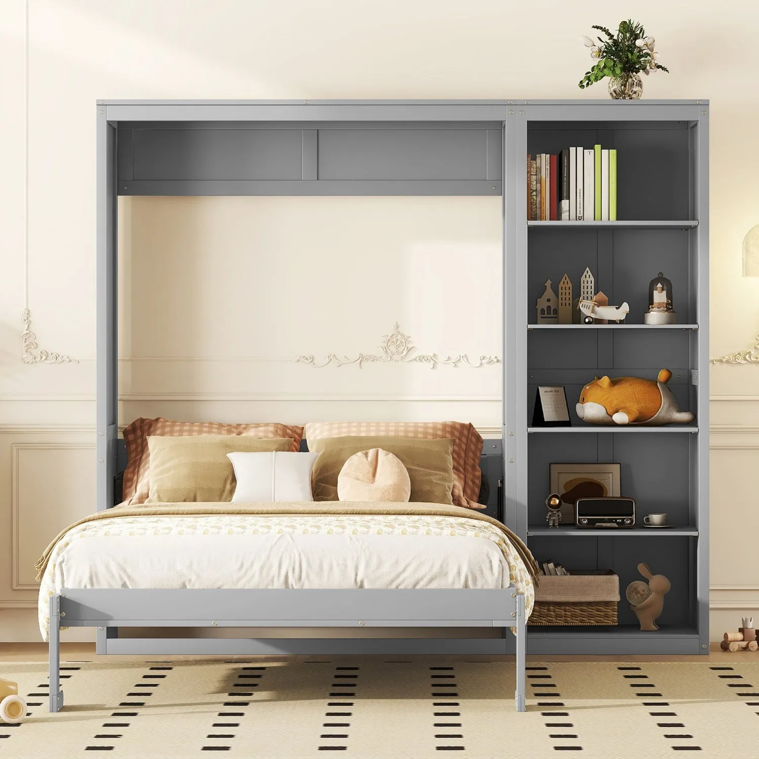 Streamdale Queen Size Murphy Bed Wall Bed with Shelves