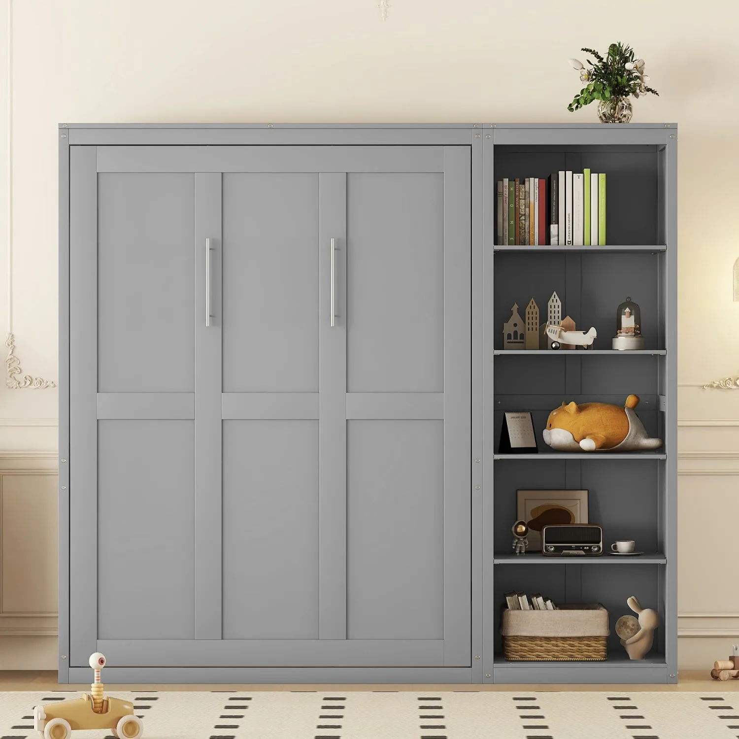 Streamdale Queen Size Murphy Bed Wall Bed with Shelves