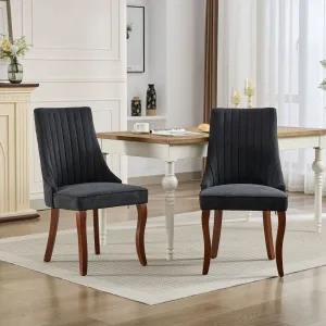 Streamdale Rayon Linen Dining Chairs, Set of 2 (Black)